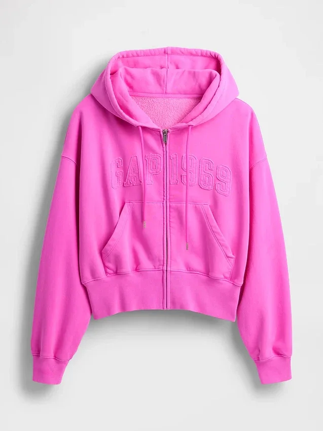 Felpa con cappuccio e zip Vintagesoft 1969 Logo