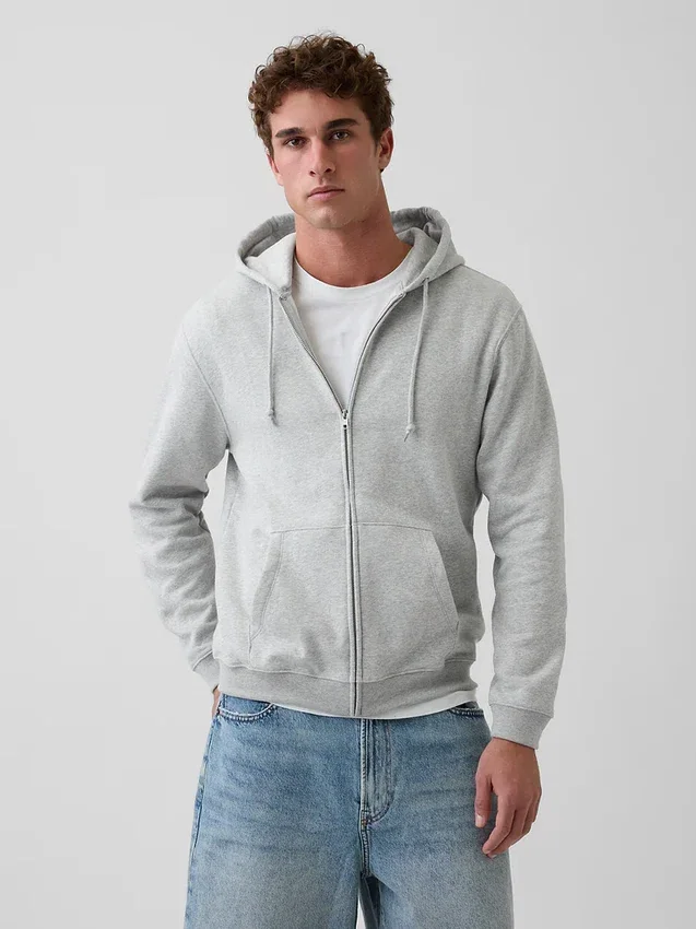 Felpa con cappuccio e zip Vintagesoft Relaxed per adulti
