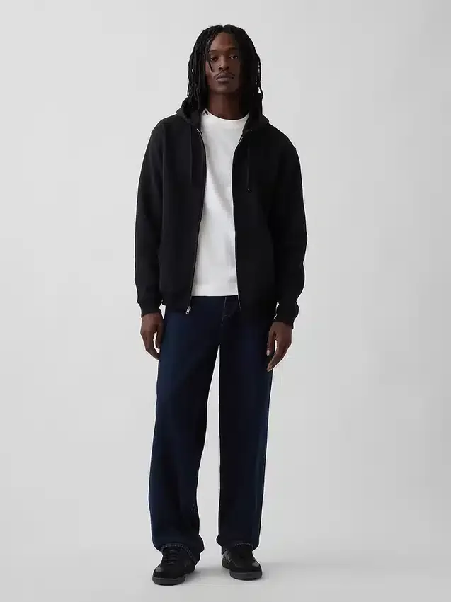 Felpa con cappuccio e zip Vintagesoft Relaxed per adulti