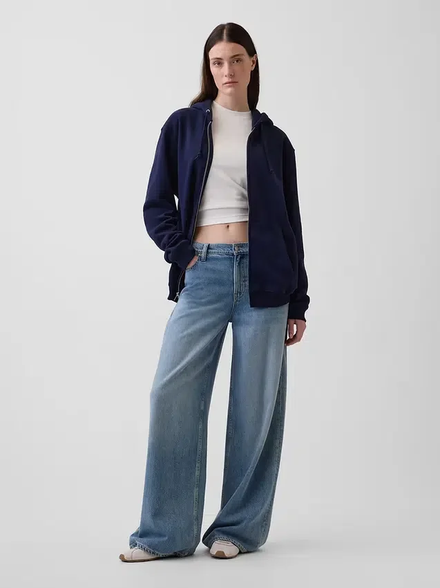Felpa con cappuccio e zip Vintagesoft Relaxed per adulti