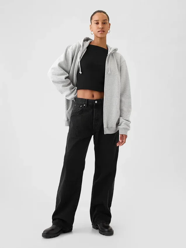Felpa con cappuccio e zip Vintagesoft Relaxed per adulti