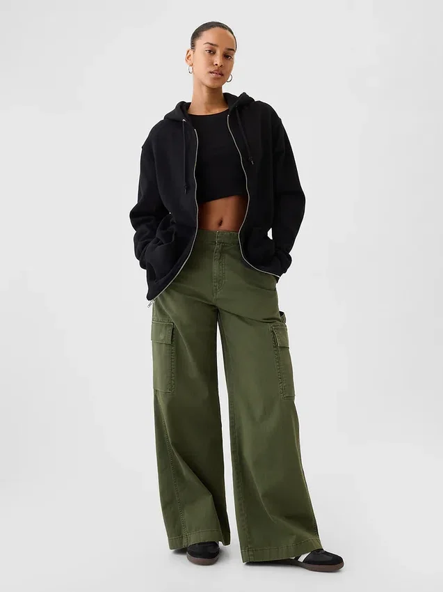 Felpa con cappuccio e zip Vintagesoft Relaxed per adulti