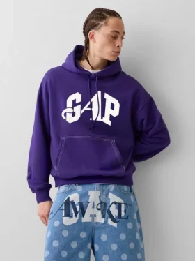Felpa con cappuccio GAP × Awake Ny in tessuto pesante oversize con logo
