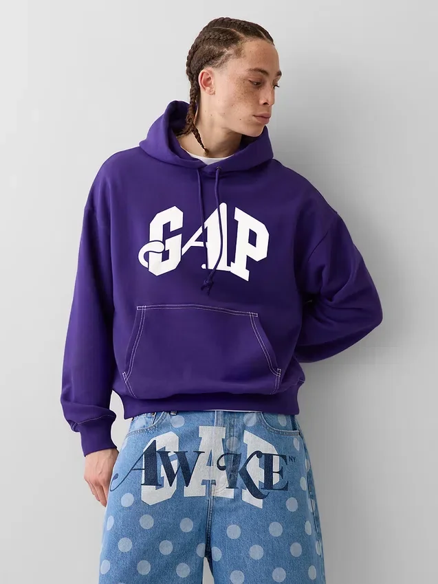 Felpa con cappuccio GAP × Awake Ny in tessuto pesante oversize con logo