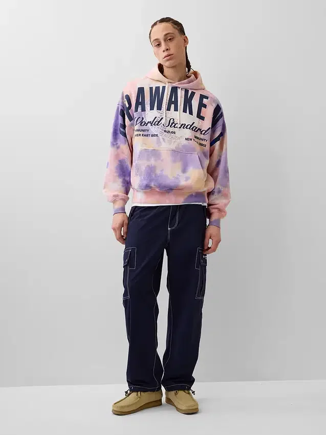 Felpa con cappuccio GAP × Awake Ny in tessuto pesante oversize con logo