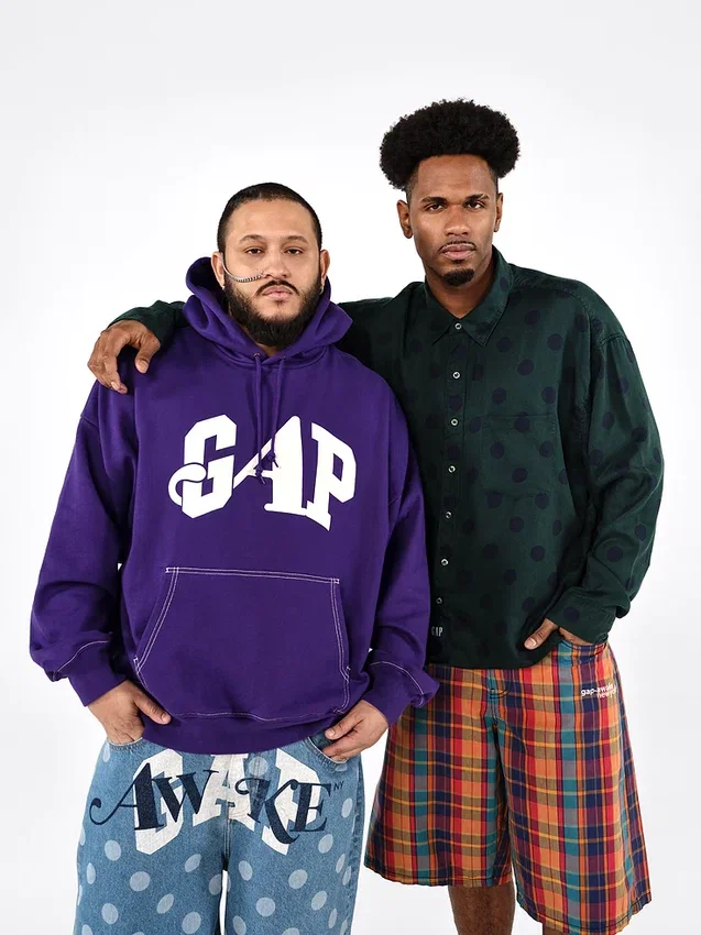 Felpa con cappuccio GAP × Awake Ny in tessuto pesante oversize con logo