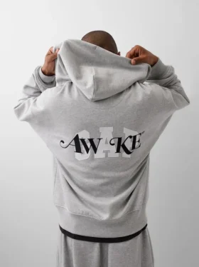 Felpa con cappuccio GAP × Awake Ny in tessuto pesante oversize con logo e cerniera