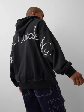 Felpa con cappuccio GAP × Awake Ny in tessuto pesante oversize con logo e cerniera