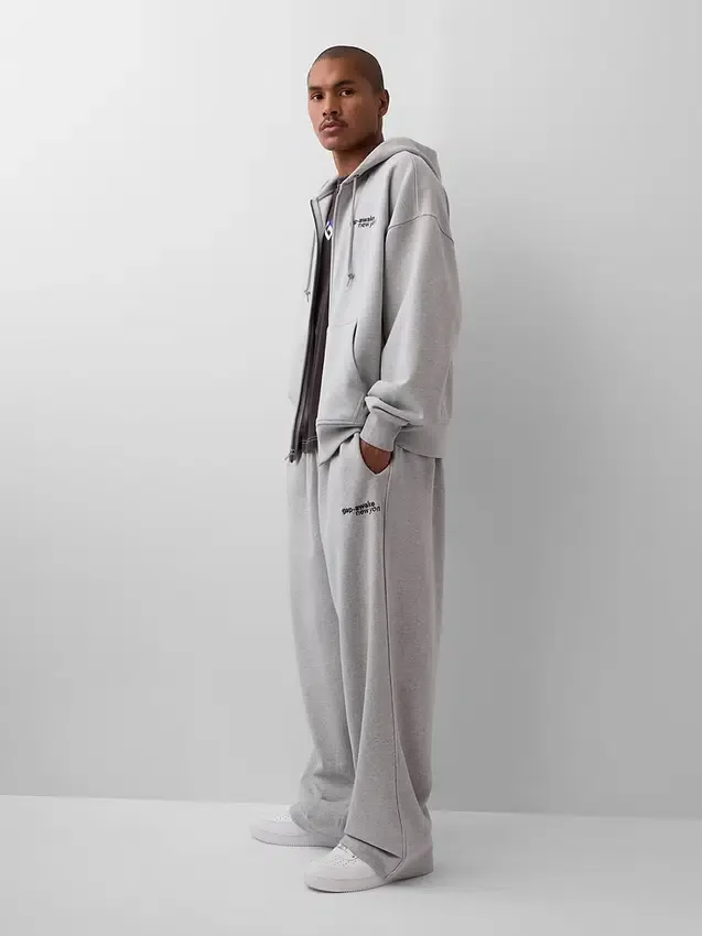 Felpa con cappuccio GAP × Awake Ny in tessuto pesante oversize con logo e cerniera
