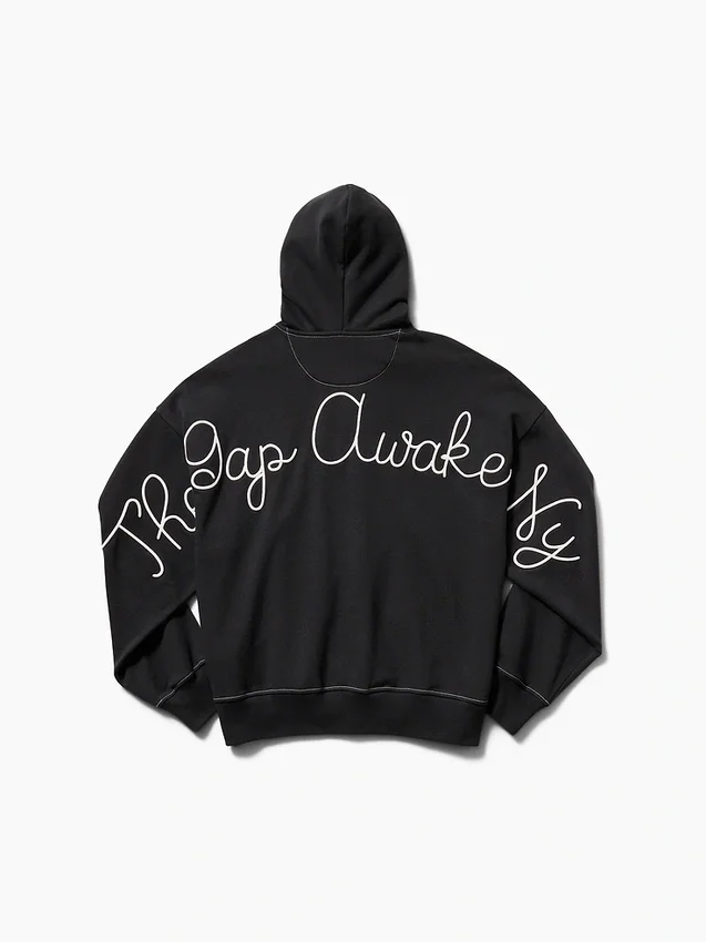 Felpa con cappuccio GAP × Awake Ny in tessuto pesante oversize con logo e cerniera
