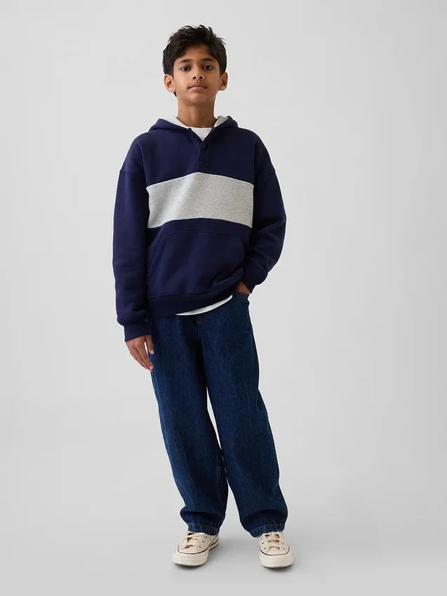 Felpa con cappuccio Henley Vintagesoft per bambini, vestibilità comoda