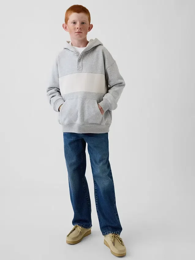 Felpa con cappuccio Henley Vintagesoft per bambini, vestibilità comoda