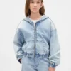 Felpa con cappuccio in denim a maglia per bambini