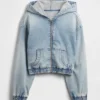 Felpa con cappuccio in denim a maglia per bambini