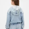 Felpa con cappuccio in denim a maglia per bambini