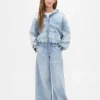 Felpa con cappuccio in denim a maglia per bambini