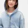 Felpa con cappuccio in denim a maglia per bambini