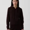 Felpa con cappuccio in maglia a trecce dal taglio ampio CashSoft