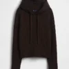 Felpa con cappuccio in maglia a trecce dal taglio ampio CashSoft