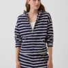Felpa con cappuccio oversize a righe in spugna