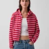Felpa con cappuccio oversize a righe in spugna