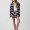 Felpa con cappuccio oversize a righe in spugna