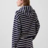 Felpa con cappuccio oversize a righe in spugna