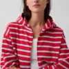 Felpa con cappuccio oversize a righe in spugna