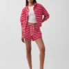 Felpa con cappuccio oversize a righe in spugna