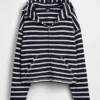 Felpa con cappuccio oversize a righe in spugna