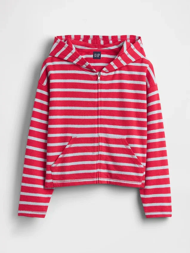 Felpa con cappuccio oversize a righe in spugna