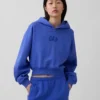 Felpa con cappuccio oversize corta con logo Vintagesoft