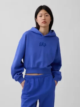 Felpa con cappuccio oversize corta con logo Vintagesoft