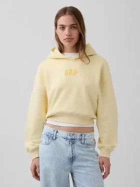 Felpa con cappuccio oversize corta con logo Vintagesoft