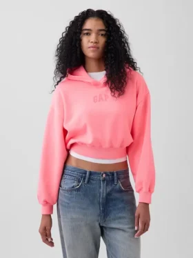 Felpa con cappuccio oversize corta con logo Vintagesoft