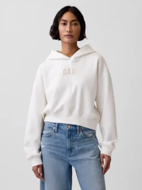 Felpa con cappuccio oversize corta con logo Vintagesoft