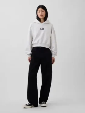 Felpa con cappuccio oversize corta con logo Vintagesoft