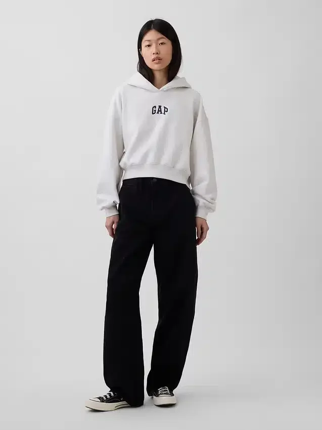 Felpa con cappuccio oversize corta con logo Vintagesoft