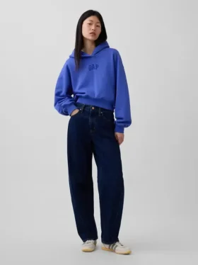 Felpa con cappuccio oversize corta con logo Vintagesoft