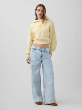 Felpa con cappuccio oversize corta con logo Vintagesoft