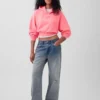 Felpa con cappuccio oversize corta con logo Vintagesoft