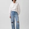 Felpa con cappuccio oversize corta con logo Vintagesoft