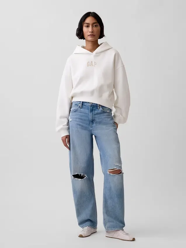 Felpa con cappuccio oversize corta con logo Vintagesoft