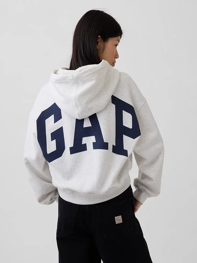 Felpa con cappuccio oversize corta con logo Vintagesoft