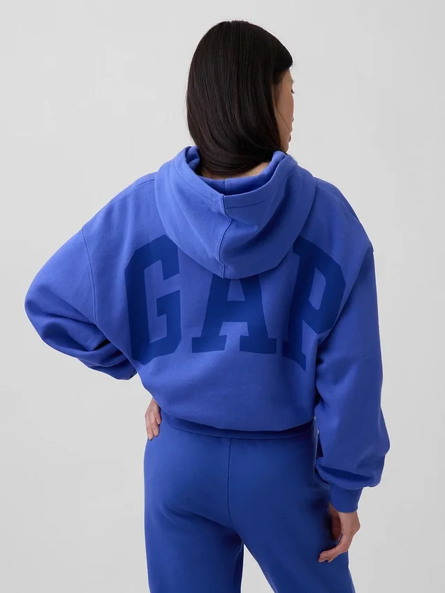 Felpa con cappuccio oversize corta con logo Vintagesoft