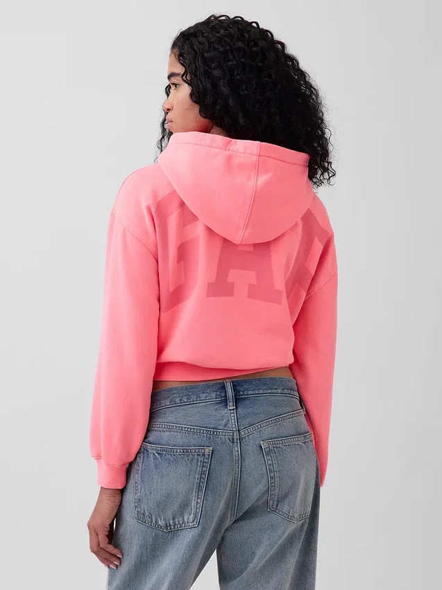 Felpa con cappuccio oversize corta con logo Vintagesoft