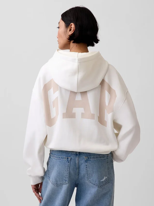 Felpa con cappuccio oversize corta con logo Vintagesoft