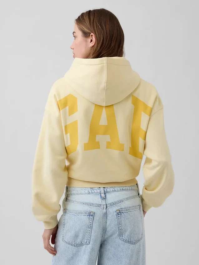 Felpa con cappuccio oversize corta con logo Vintagesoft