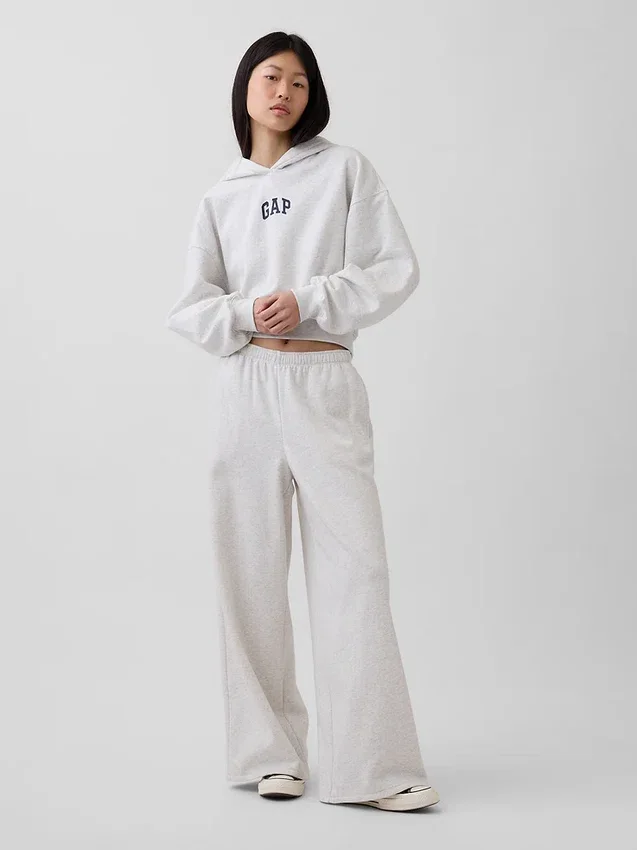 Felpa con cappuccio oversize corta con logo Vintagesoft
