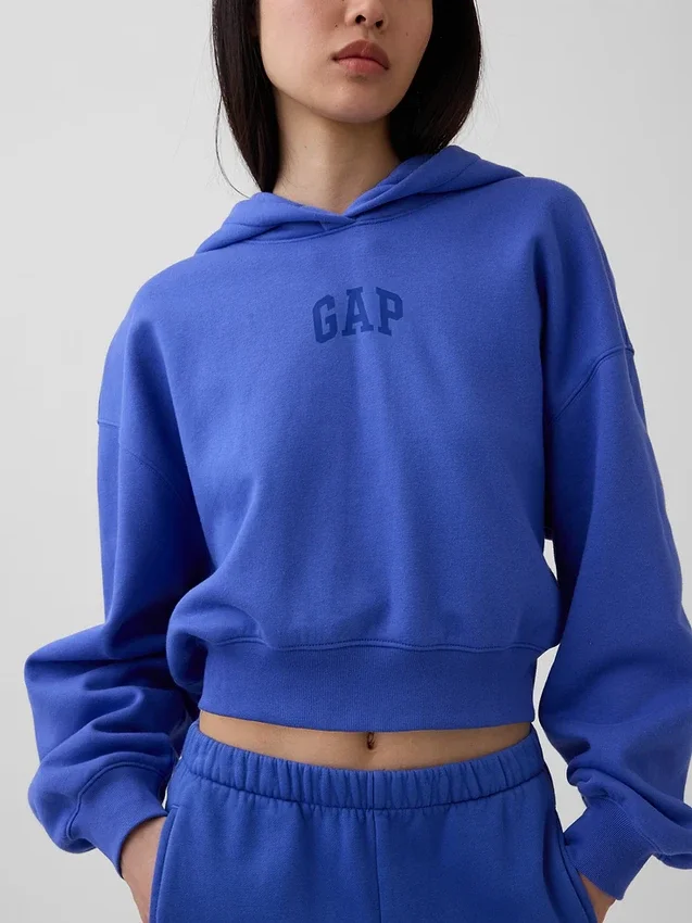 Felpa con cappuccio oversize corta con logo Vintagesoft